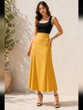 Wall St yellow Long skirt back zipper size Small